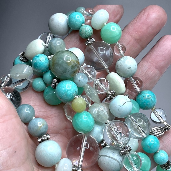 🌺Vintage Sterling, Turquoise, Amazonite, Chrysoprase + Necklace - Picture 4 of 15